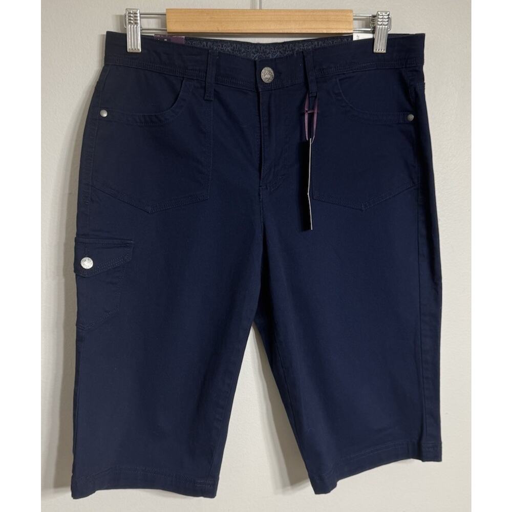Gloria Vanderbilt Capris Women’s Size 10P Petite Cargo Pocket Navy Blue NEW